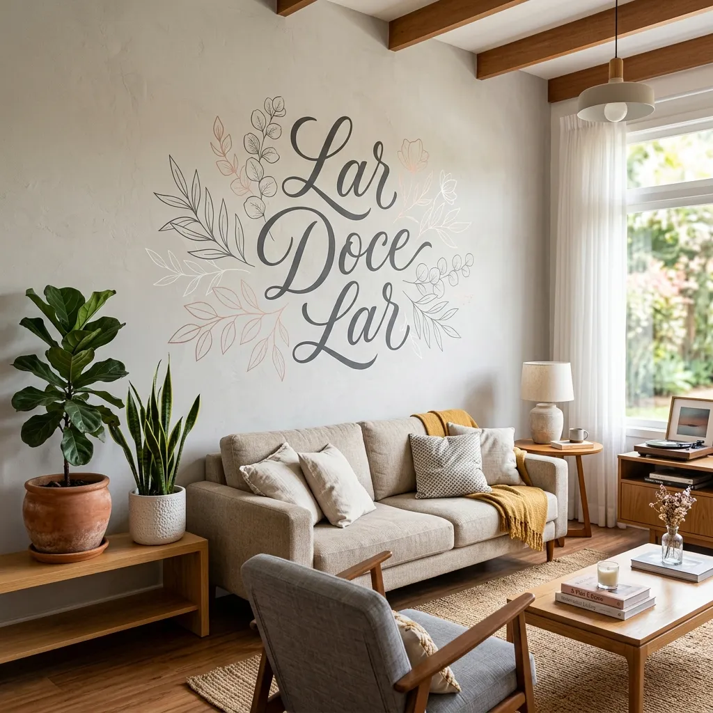 Mural com lettering artístico feito à mão na parede