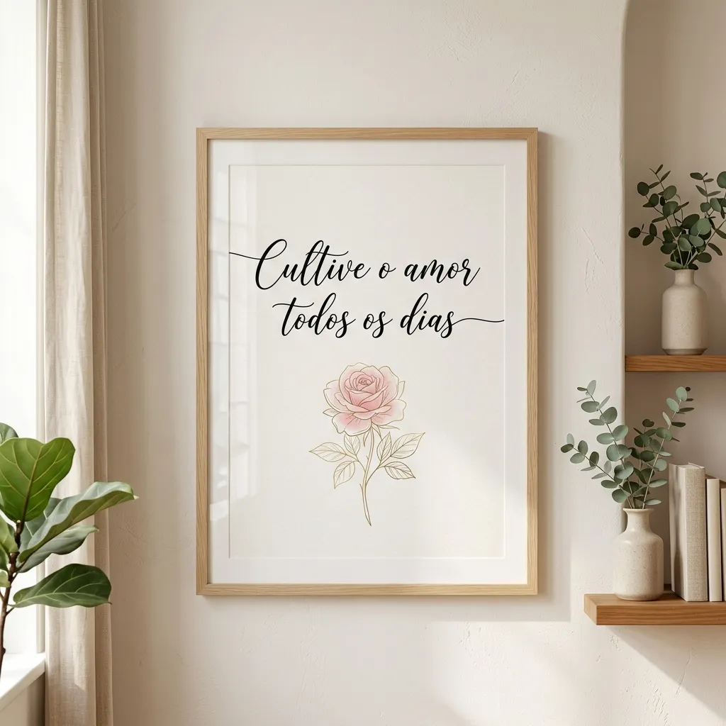Quadro emoldurado com caligrafia personalizada